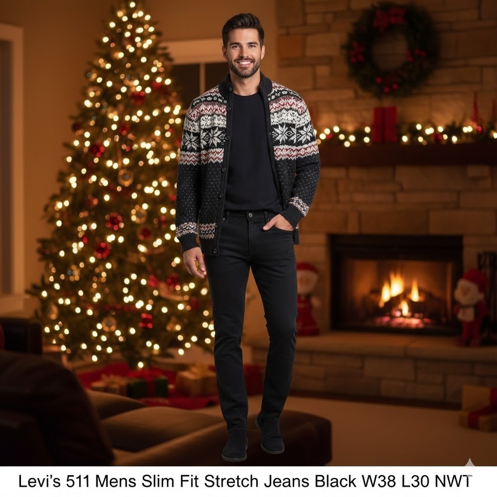 Levi's 511 Mens Slim‎ Fit Stretch Jeans Black W38 L30 NWT